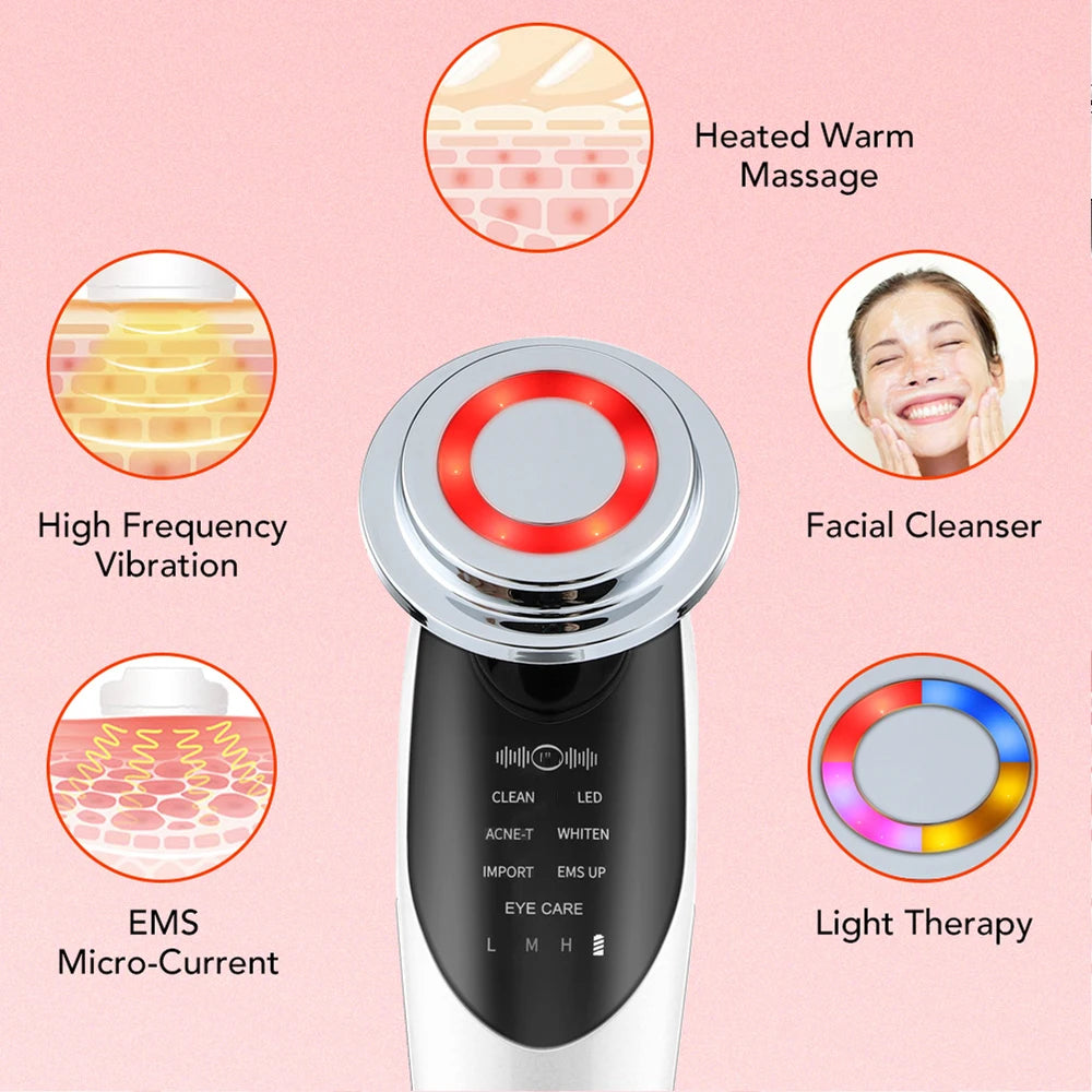 7-in-1 RF EMS Facial Massager – Lift & Rejuvenate Skin